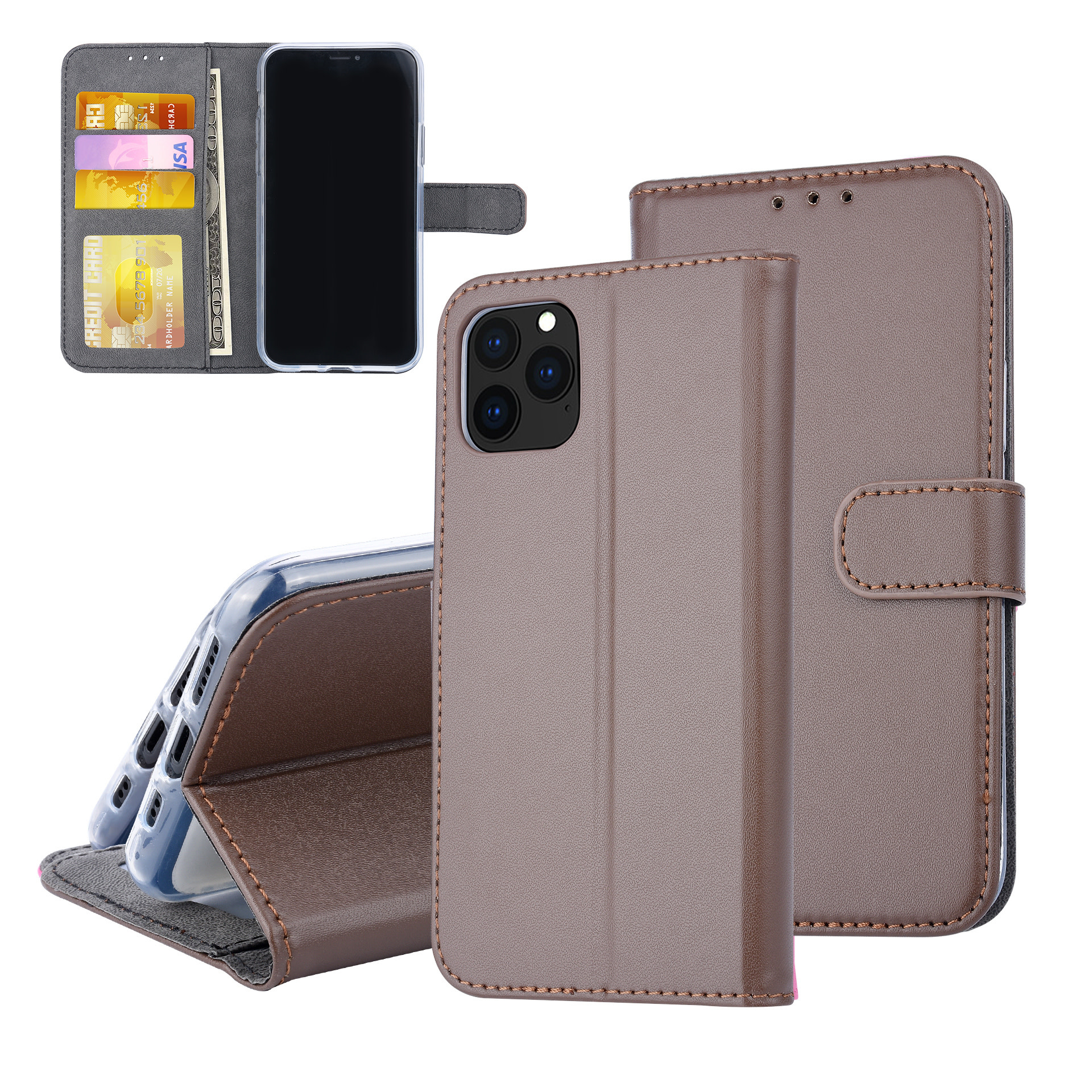 Bruin hoesje iPhone 11 Pro - Book Case - Pasjeshouder - Magneetsluiting