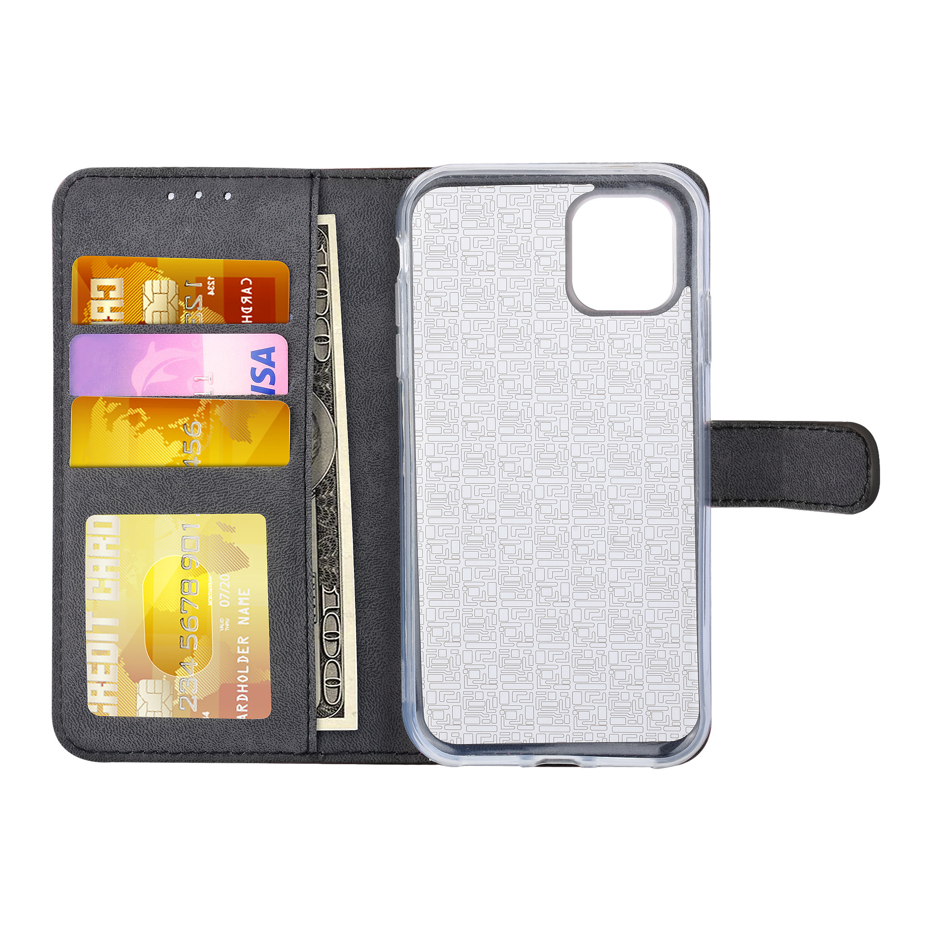 Zwart hoesje iPhone 11 - Book Case - Pasjeshouder - Magneetsluiting, foto 5 van 6