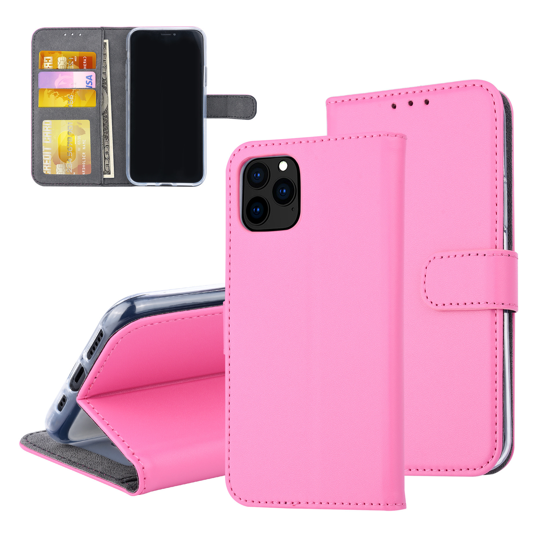 Felroze hoesje iPhone 11 Pro - Book Case - Pasjeshouder - Magneetsluiting