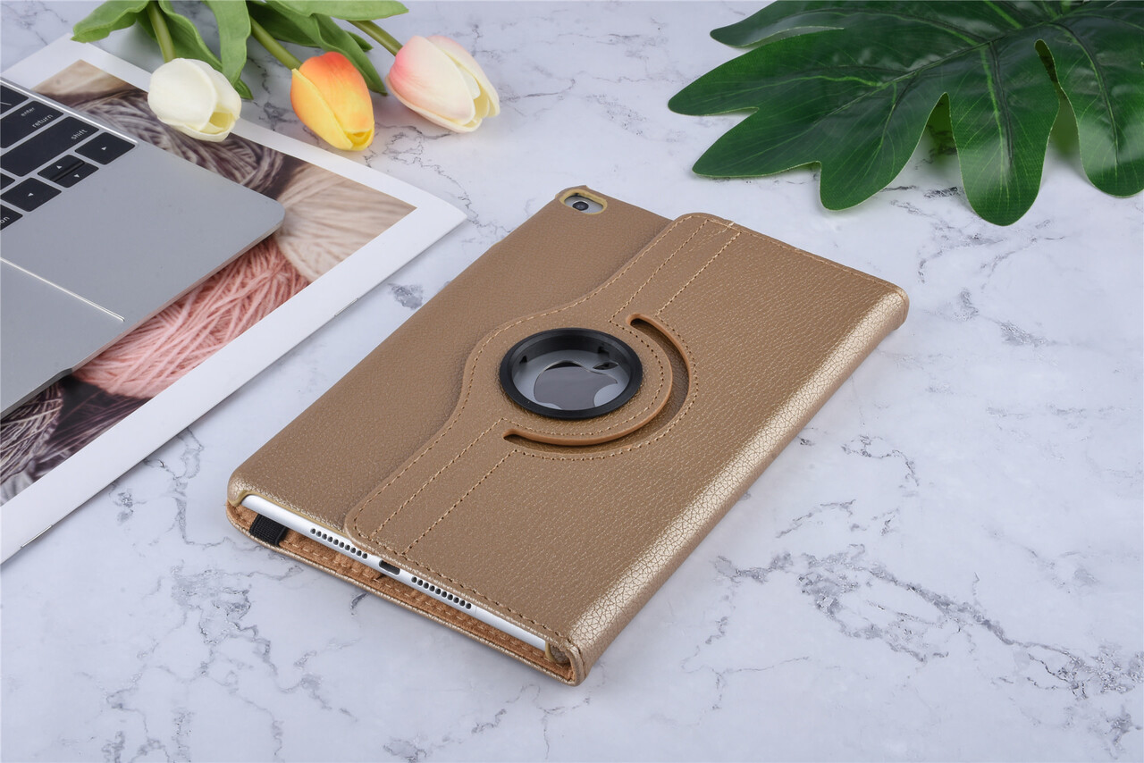 Book Case Tablet Apple iPad Mini 5 Drehbar Gold -2 Betrachtungspositionen - Kunstleer Book Case Tablet Apple iPad Mini 5 Drehbar Gold -2 Betrachtungspositionen - Kunstleer