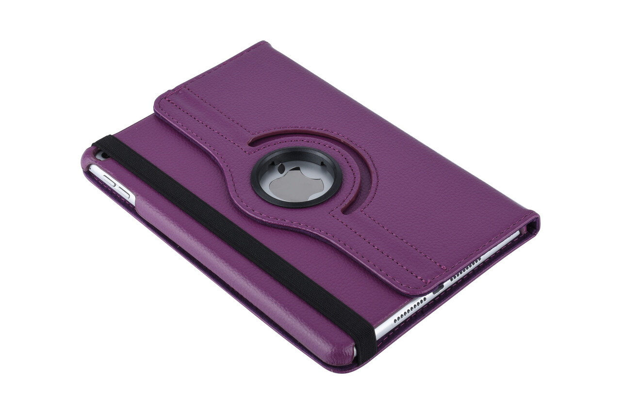 Book Case Tablet Apple iPad Mini 5 Drehbar Violett -2 Betrachtungspositionen - Kunstleer Book Case Tablet Apple iPad Mini 5 Drehbar Violett -2 Betrachtungspositionen - Kunstleer