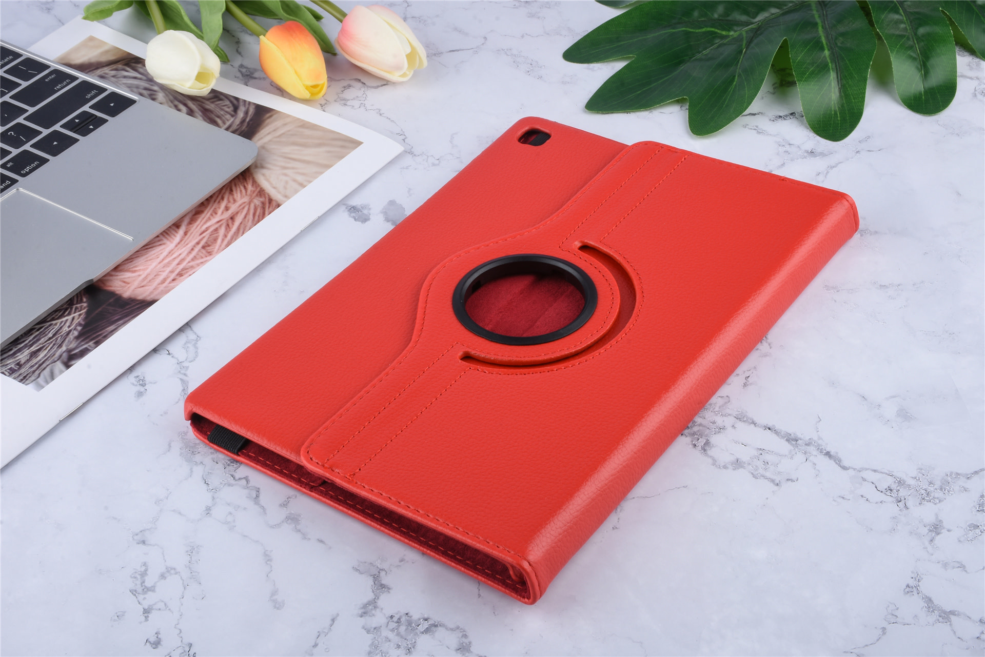 Samsung Galaxy Tab S5e 10.5 inch Rood Book Case Tablethoes Draaibaar - 2 kijkstanden - Kunstleer, foto 3 van 6