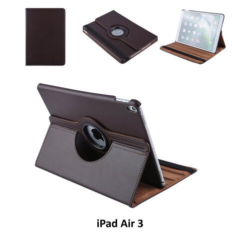 Book Case Tablet Apple iPad Air 3 Drehbar Braun -2 Betrachtungspositionen - Kunstleer Book Case Tablet Apple iPad Air 3 Drehbar Braun -2 Betrachtungspositionen - Kunstleer
