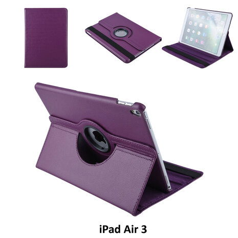 Book Case Tablet Apple iPad Air 3 Drehbar Violett -2 Betrachtungspositionen - Kunstleer Book Case Tablet Apple iPad Air 3 Drehbar Violett -2 Betrachtungspositionen - Kunstleer