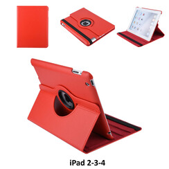 Apple iPad 2-3-4 Rood 360 graden draaibare hoesje - Book Case Tablethoes