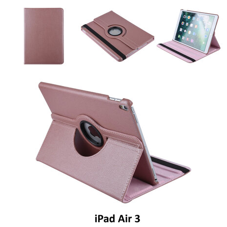 Apple iPad Air 3 Rose Gold 360 graden draaibare hoes - Book Case Tablethoes Apple iPad Air 3 Rose Gold 360 graden draaibare hoes - Book Case Tablethoes