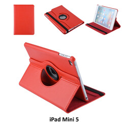 Book Case Tablet Apple iPad Mini 5 Drehbar Rot -2 Betrachtungspositionen - Kunstleer