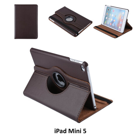 Apple iPad Mini 5 Bruin 360 graden draaibare hoes - Book Case Tablethoes Apple iPad Mini 5 Bruin 360 graden draaibare hoes - Book Case Tablethoes