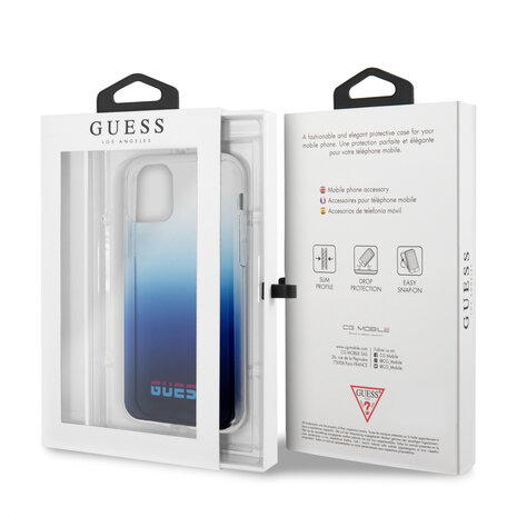 Guess Apple iPhone 11 Pro Blauw Guess Backcover hoesje Gradient - California - GUHCN58DGCNA Guess Apple iPhone 11 Pro Blauw Guess Backcover hoesje Gradient - California - GUHCN58DGCNA