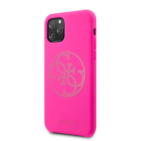Guess Apple iPhone 11 Pro Roze Guess Backcover hoesje Silicon - Logo - GUHCN58LS4GFU Guess Apple iPhone 11 Pro Roze Guess Backcover hoesje Silicon - Logo - GUHCN58LS4GFU