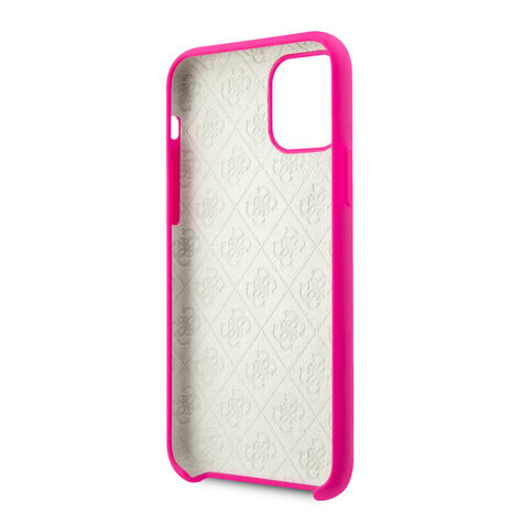 Guess Apple iPhone 11 Pro Guess Back-Cover hul Silicon Pink -Logo - TPU;kunstleder Guess Apple iPhone 11 Pro Guess Back-Cover hul Silicon Pink -Logo - TPU;kunstleder