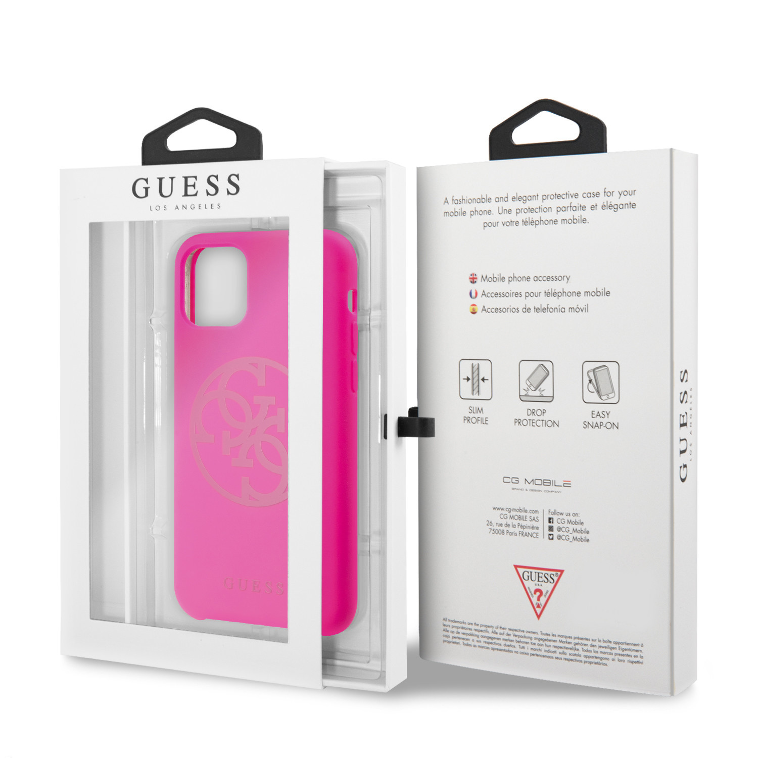 Guess Apple iPhone 11 Pro Roze Guess Backcover hoesje Silicon - Logo - GUHCN58LS4GFU, foto 4 van 4