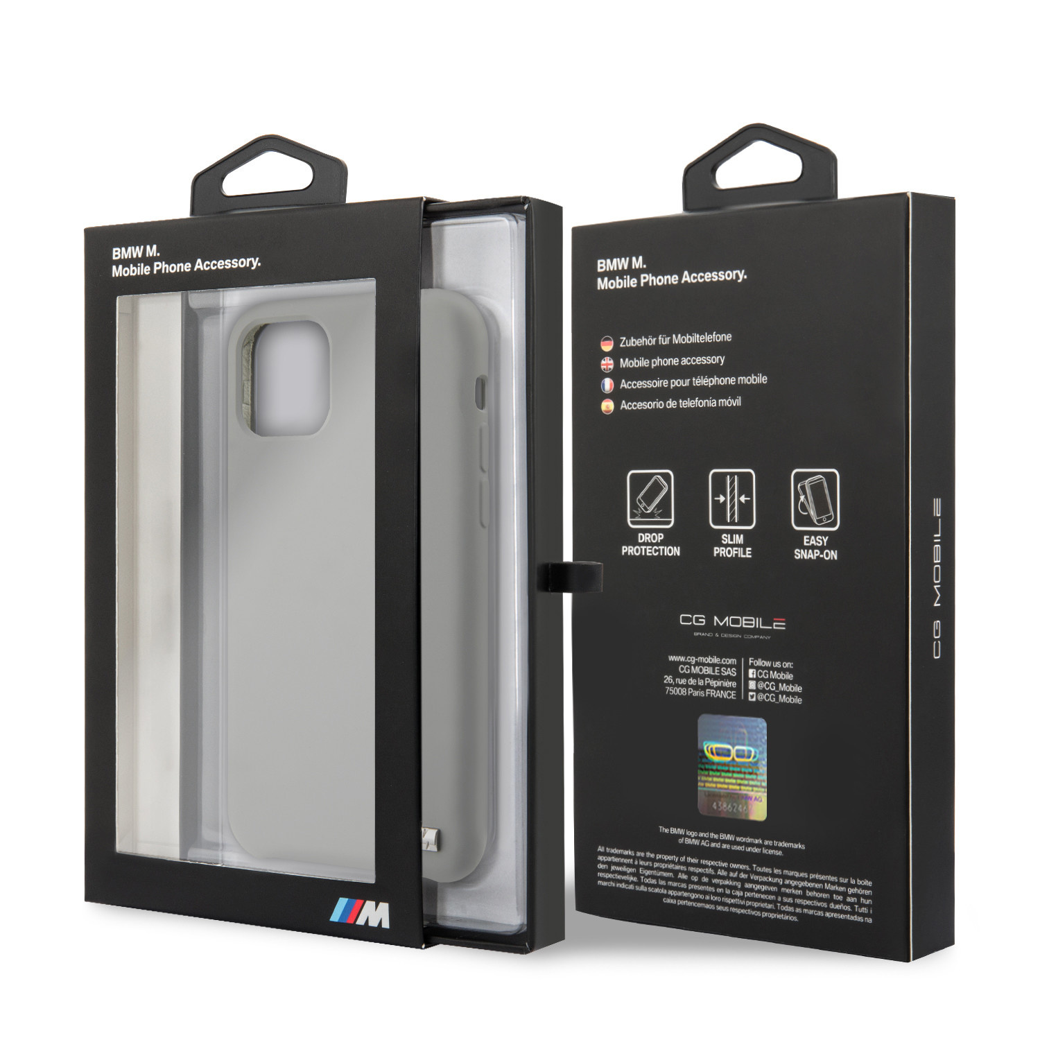 BMW Apple iPhone 11 Pro Max Grijs BMW Backcover hoesje Silicone - Logo M - BMHCN65MSILGR, foto 4 van 4