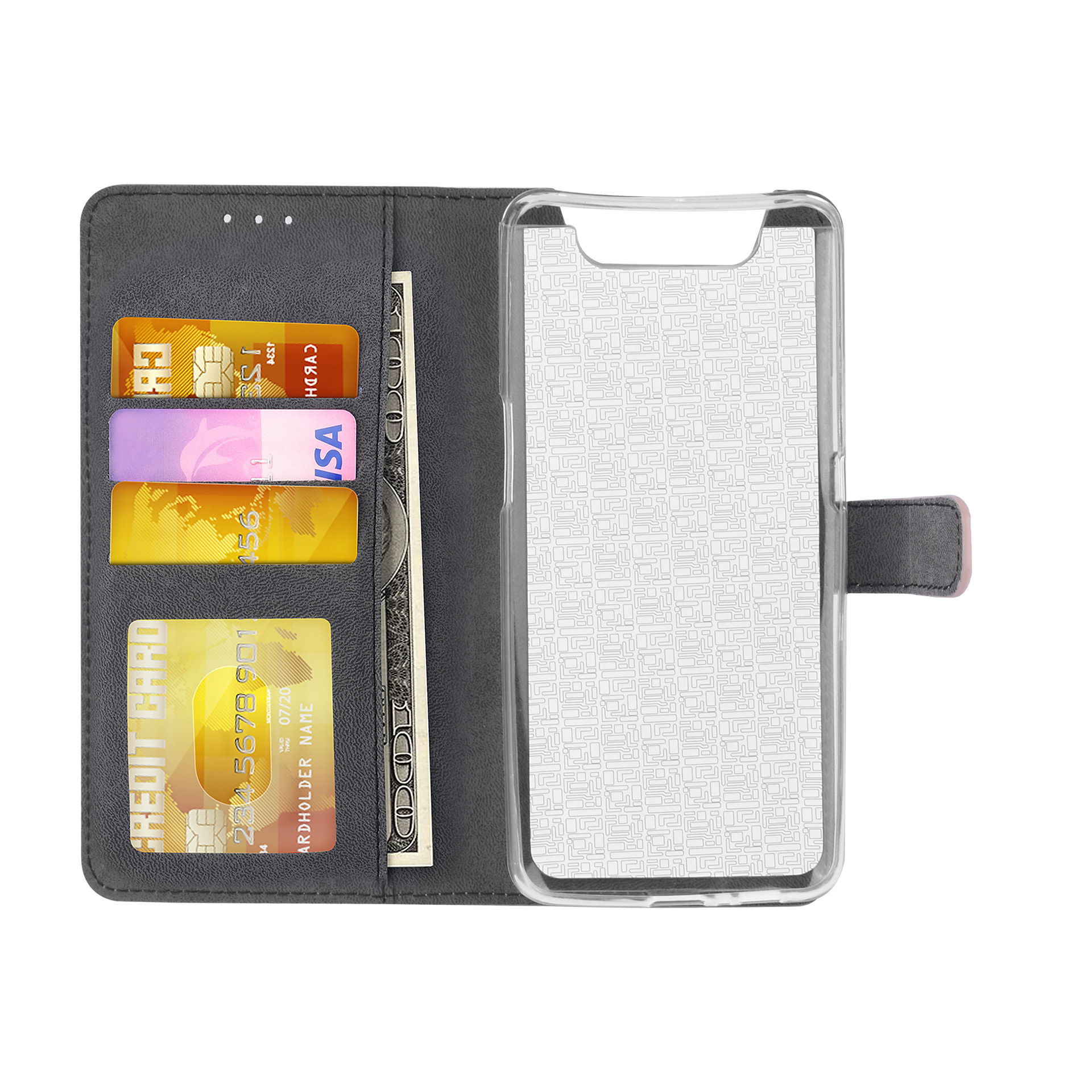 Rose Gold hoesje Samsung Galaxy A80 - Book Case - Pasjeshouder - Magneetsluiting (A805F), foto 5 van 6