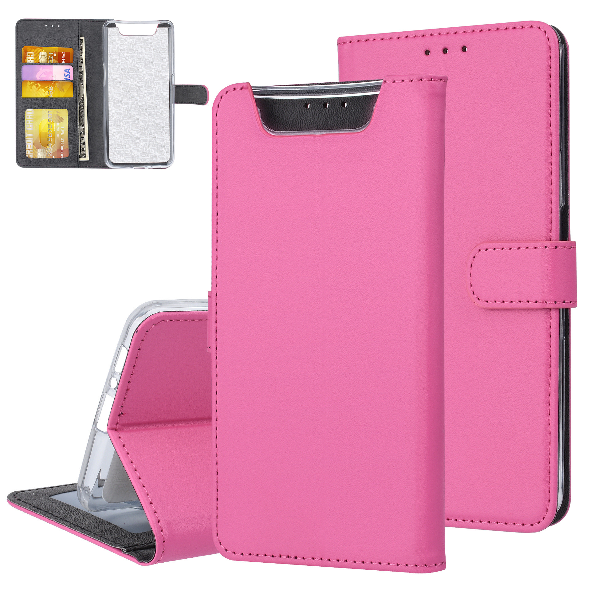 Felroze hoesje Samsung Galaxy A80 - Book Case - Pasjeshouder - Magneetsluiting (A805F)