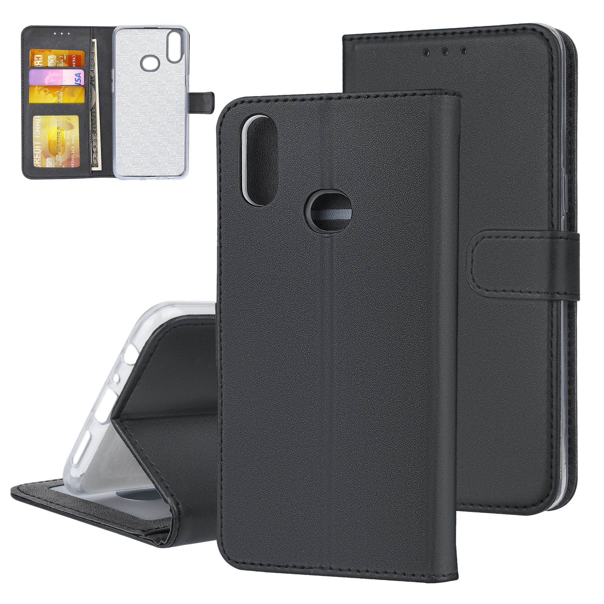 Zwart hoejse Samsung Galaxy A10s Book Case - Pasjeshouder - Magneetsluiting (A107F)