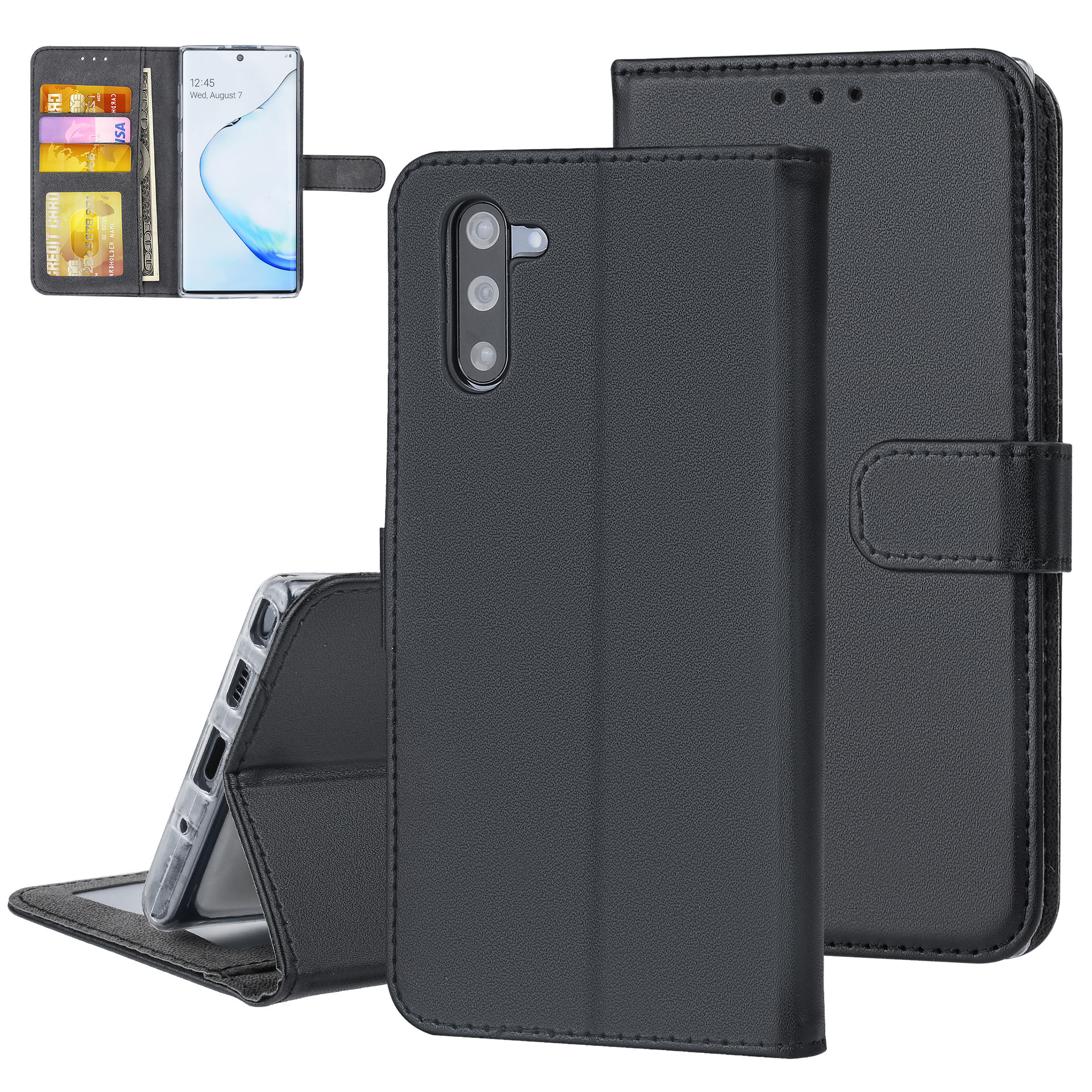 Zwart hoesje Samsung Galaxy Note 10 - Book Case - Pasjeshouder - Magneetsluiting (N970F)
