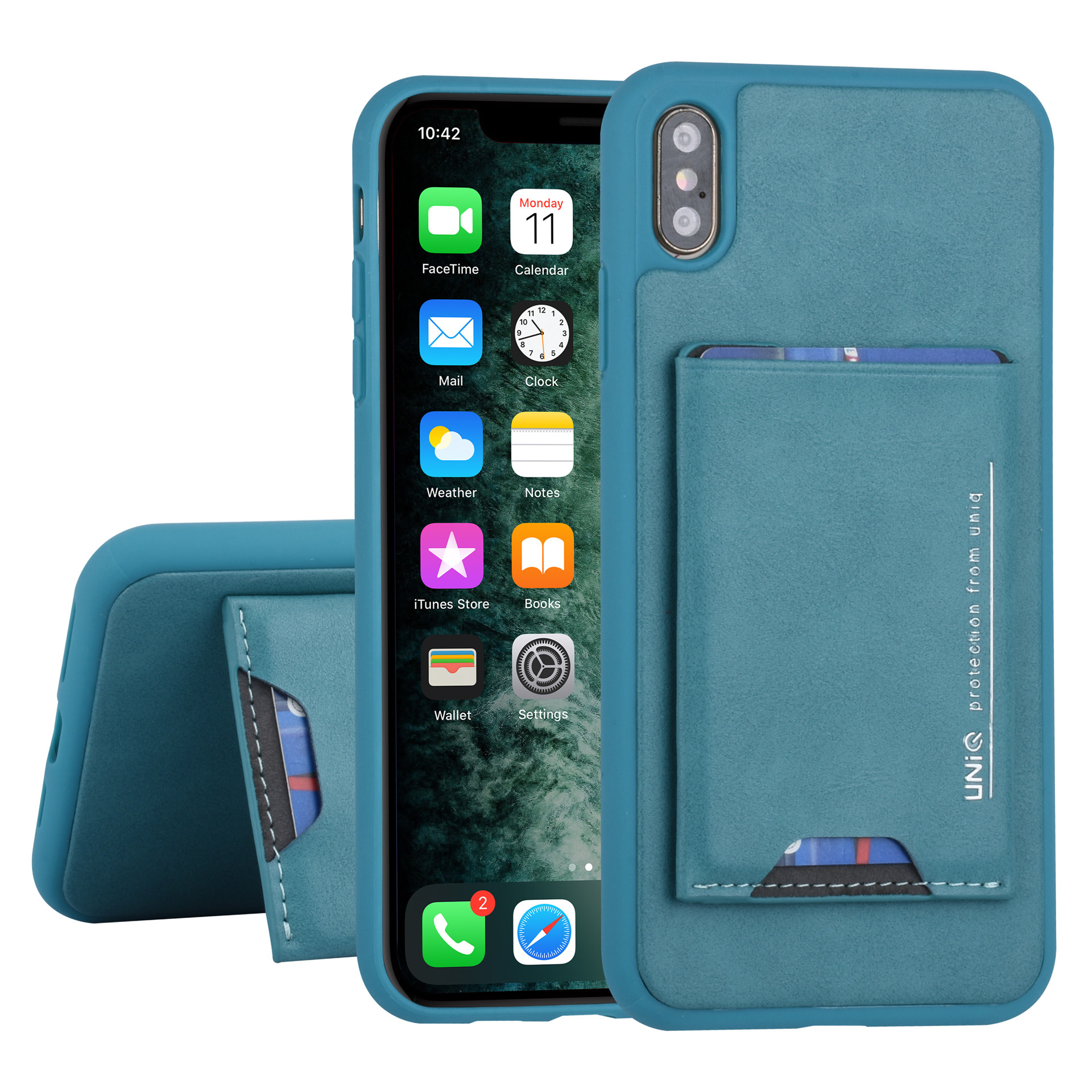 UNIQ Accessory UNIQ Accessory Apple iPhone Xs Max Groen Backcover hoesje Pasjeshouder