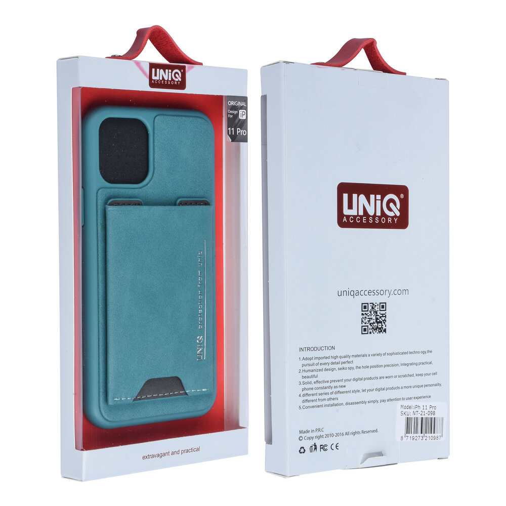 UNIQ Accessory UNIQ Accessory Apple iPhone 11 Pro Groen Backcover hoesje Pasjeshouder UNIQ Accessory UNIQ Accessory Apple iPhone 11 Pro Groen Backcover hoesje Pasjeshouder