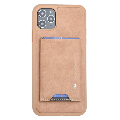 UNIQ Accessory UNIQ Accessory Apple iPhone 11 Pro Max Bruin Backcover hoesje Pasjeshouder UNIQ Accessory UNIQ Accessory Apple iPhone 11 Pro Max Bruin Backcover hoesje Pasjeshouder
