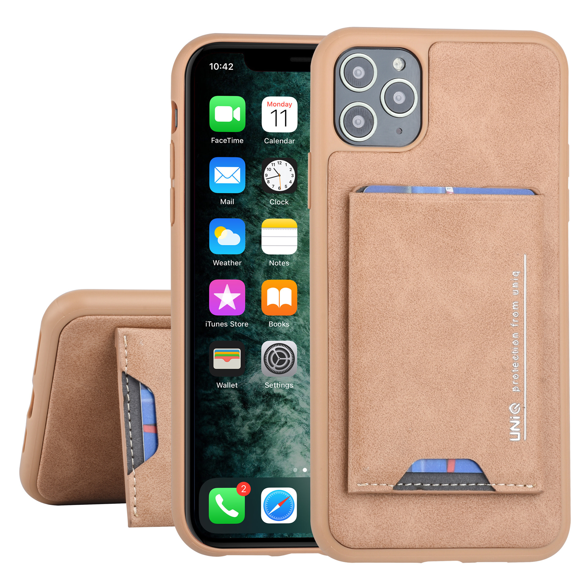 UNIQ Accessory UNIQ Accessory Apple iPhone 11 Pro Max Bruin Backcover hoesje Pasjeshouder