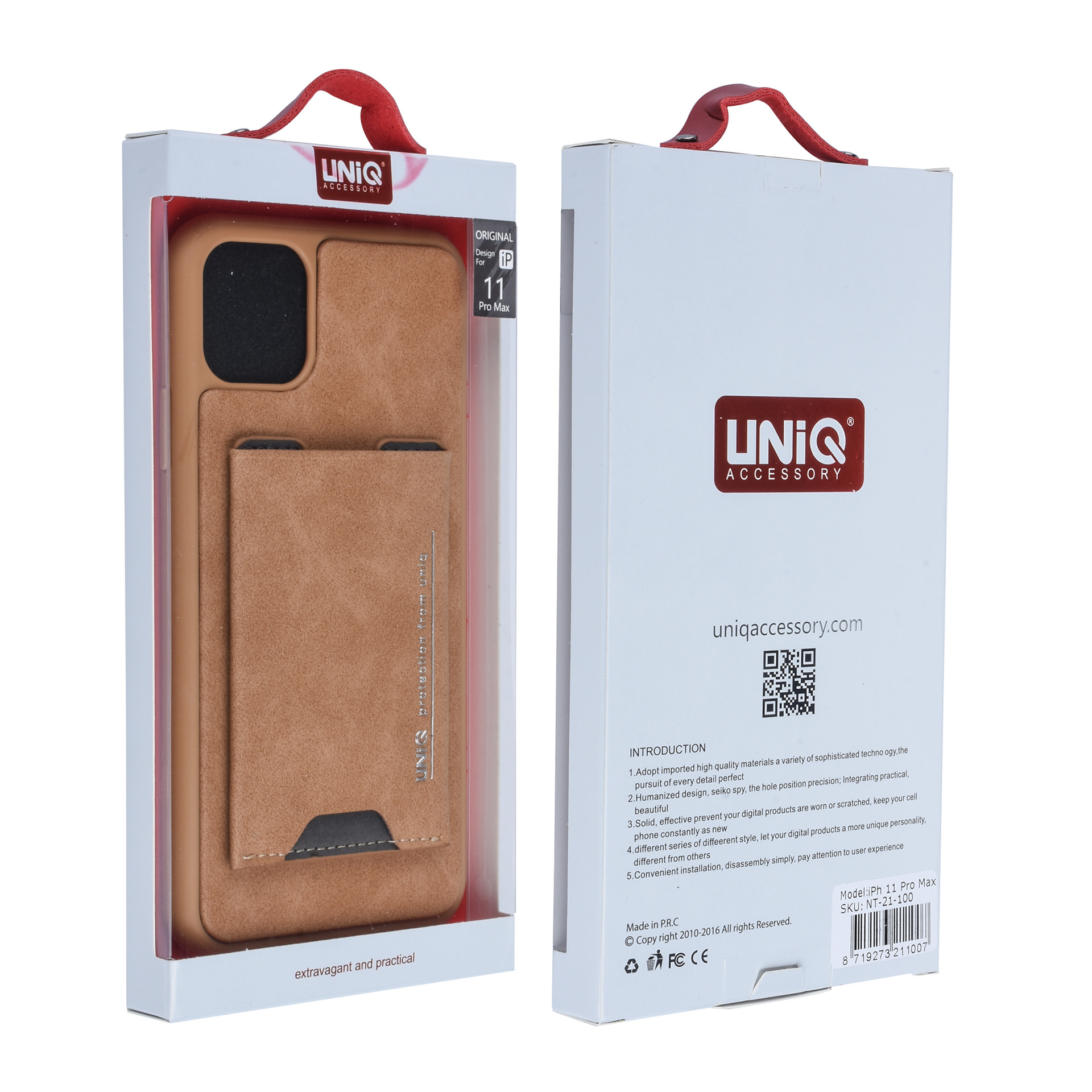 UNIQ Accessory UNIQ Accessory Apple iPhone 11 Pro Max Bruin Backcover hoesje Pasjeshouder, foto 6 van 6