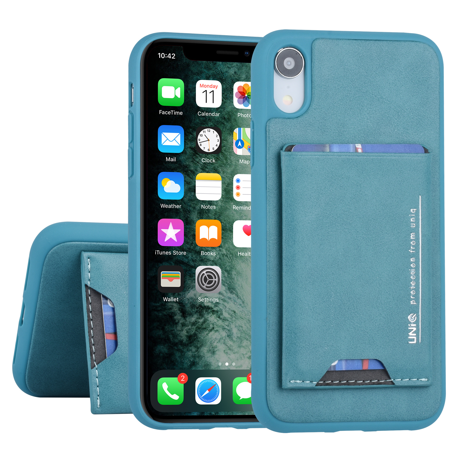 UNIQ Accessory UNIQ Accessory Apple iPhone XR Groen Backcover hoesje Pasjeshouder