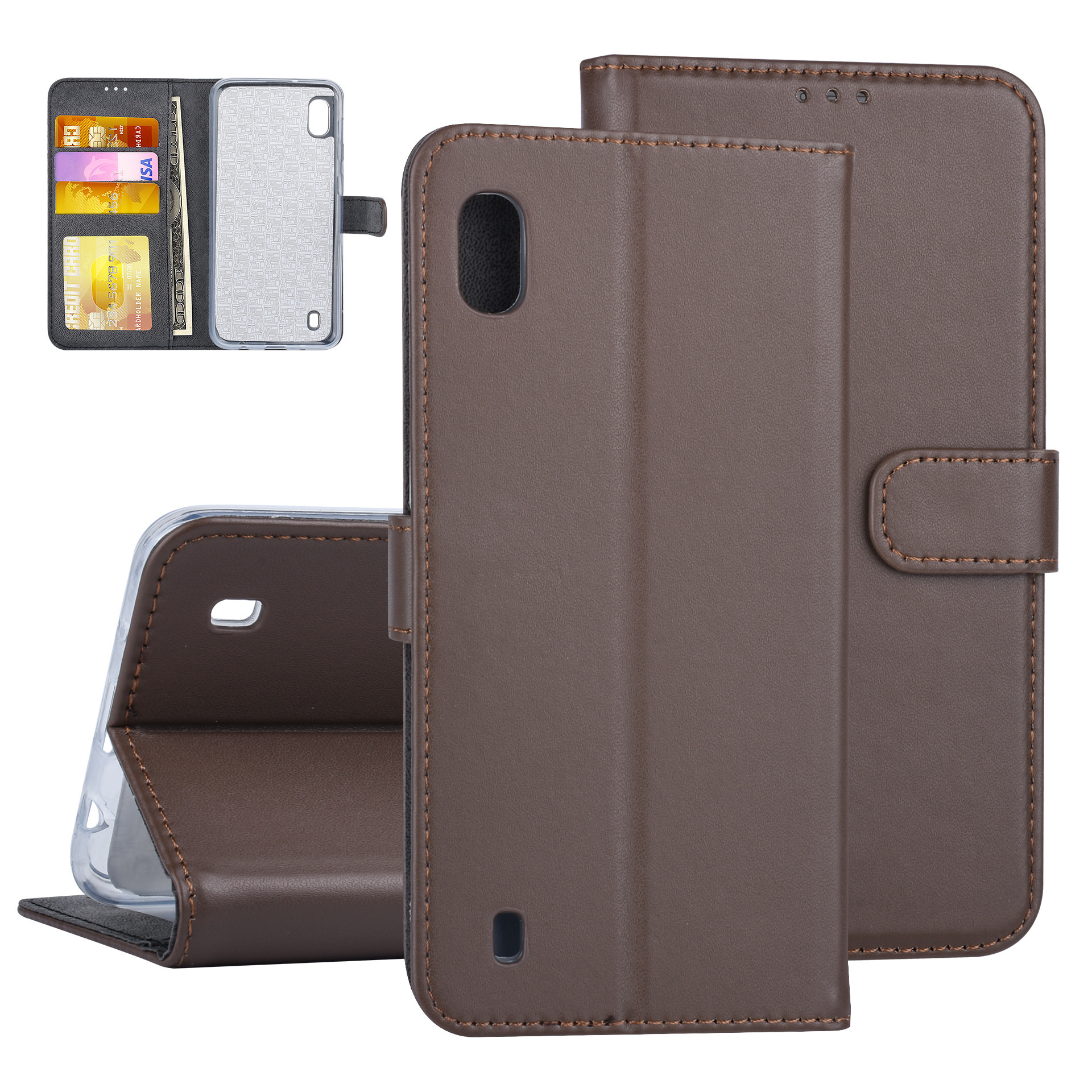 Bruin hoesje Samsung Galaxy A10 (2019) Book Case - Pasjeshouder - Magneetsluiting (A105F)