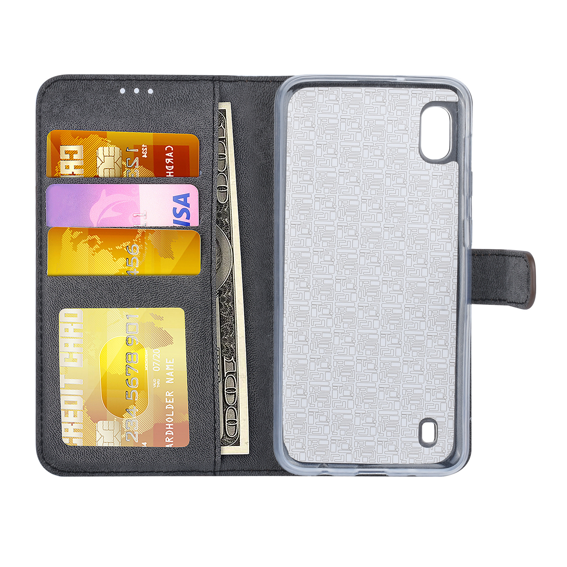 Bruin hoesje Samsung Galaxy A10 (2019) Book Case - Pasjeshouder - Magneetsluiting (A105F), foto 6 van 6
