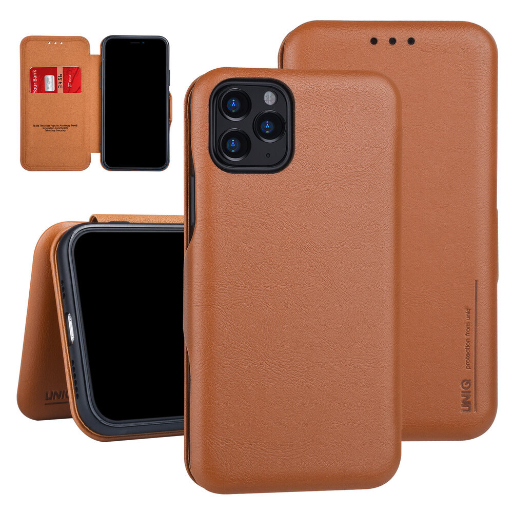UNIQ Accessory UNIQ Accessory LichtBruin hoesje iPhone 11 Pro - Book Case - Elegance Series - Pasjeshouder UNIQ Accessory UNIQ Accessory LichtBruin hoesje iPhone 11 Pro - Book Case - Elegance Series - Pasjeshouder
