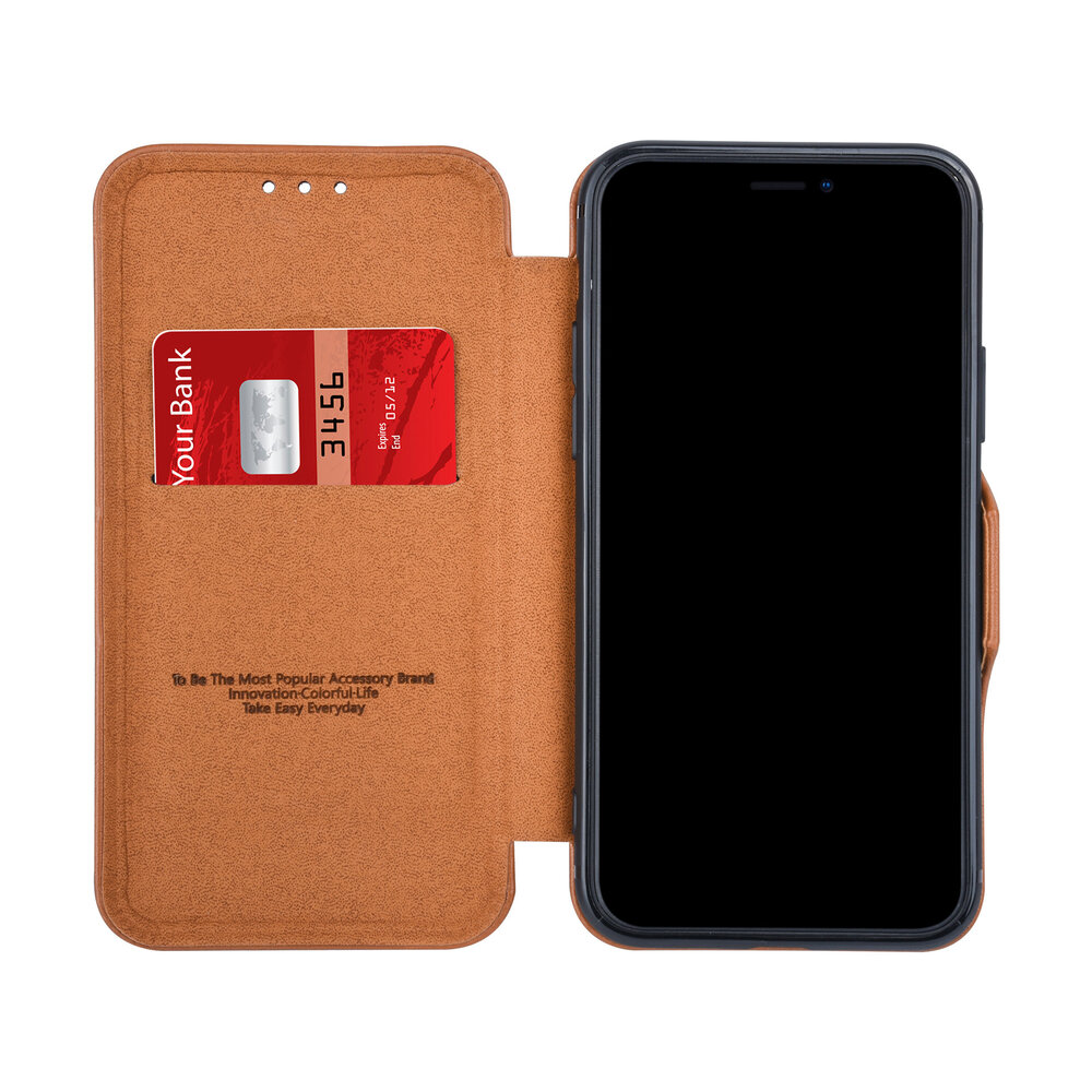 UNIQ Accessory UNIQ Accessory LichtBruin hoesje iPhone 11 Pro - Book Case - Elegance Series - Pasjeshouder UNIQ Accessory UNIQ Accessory LichtBruin hoesje iPhone 11 Pro - Book Case - Elegance Series - Pasjeshouder