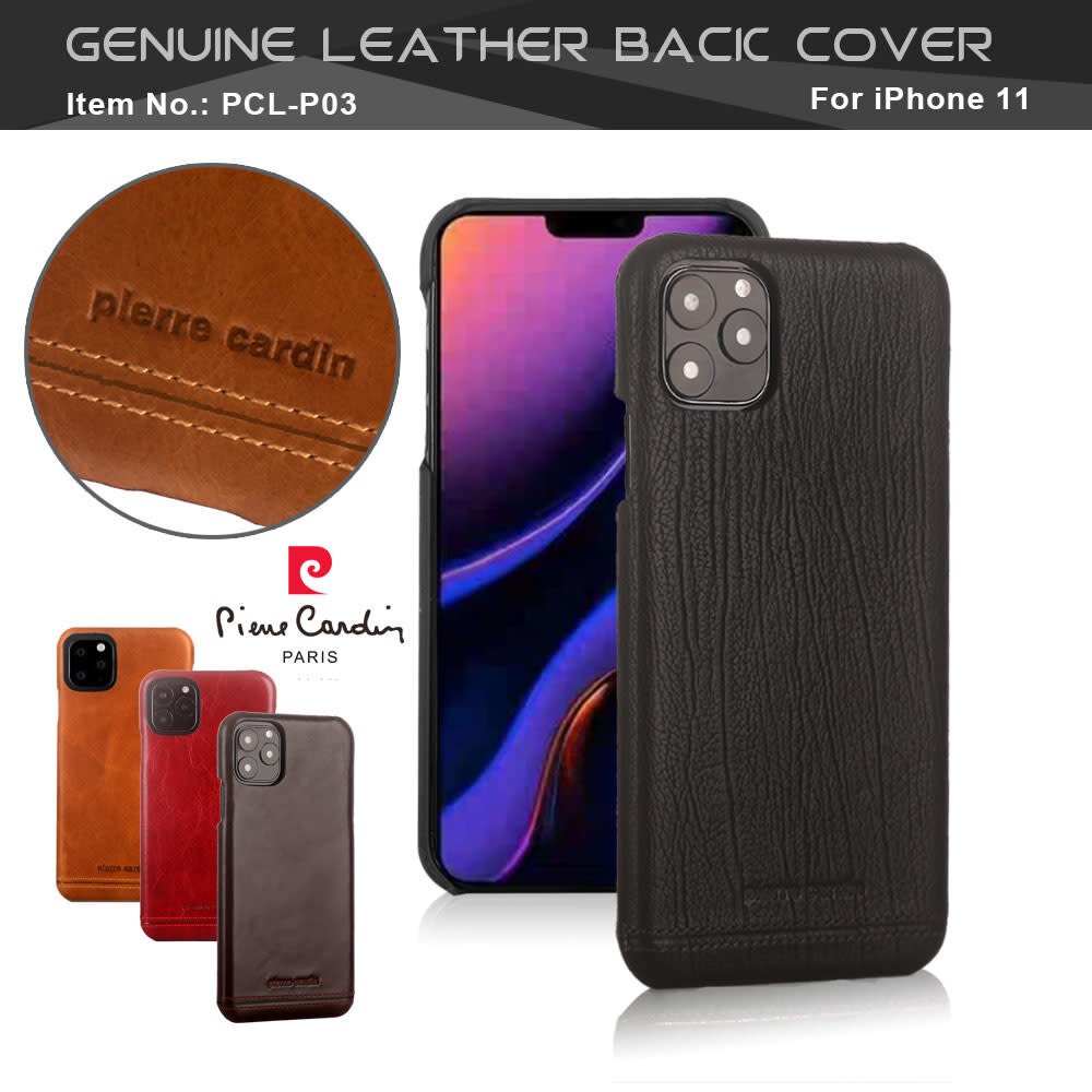 Pierre Cardin Pierre Cardin Apple iPhone 11 Pro Back-Cover hul Schwarz - Genuine Leather Pierre Cardin Pierre Cardin Apple iPhone 11 Pro Back-Cover hul Schwarz - Genuine Leather