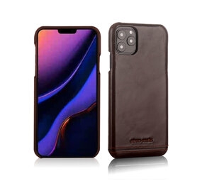 Pierre Cardin Pierre Cardin Apple iPhone 11 Pro Donker Bruin Backcover hoesje Genuine leather Pierre Cardin Pierre Cardin Apple iPhone 11 Pro Donker Bruin Backcover hoesje Genuine leather