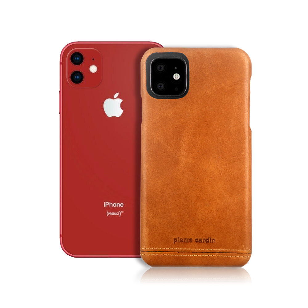 Pierre Cardin Pierre Cardin Apple iPhone 11 Bruin Backcover hoesje Genuine leather Pierre Cardin Pierre Cardin Apple iPhone 11 Bruin Backcover hoesje Genuine leather