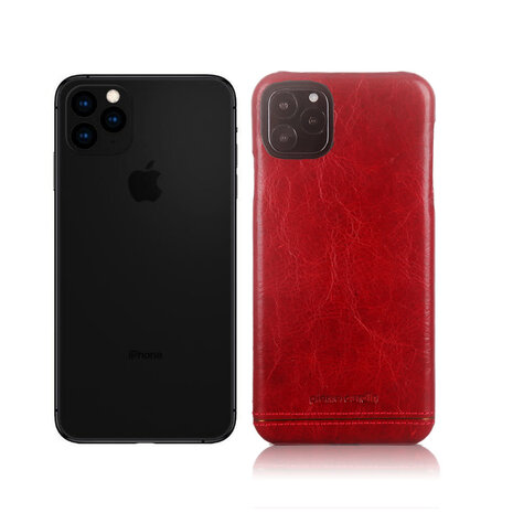 Pierre Cardin Pierre Cardin Apple iPhone 11 Pro Max Rood Backcover hoesje Genuine leather Pierre Cardin Pierre Cardin Apple iPhone 11 Pro Max Rood Backcover hoesje Genuine leather
