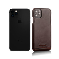 Pierre Cardin Apple iPhone 11 Pro Max Donker Bruin Backcover hoesje Genuine leather