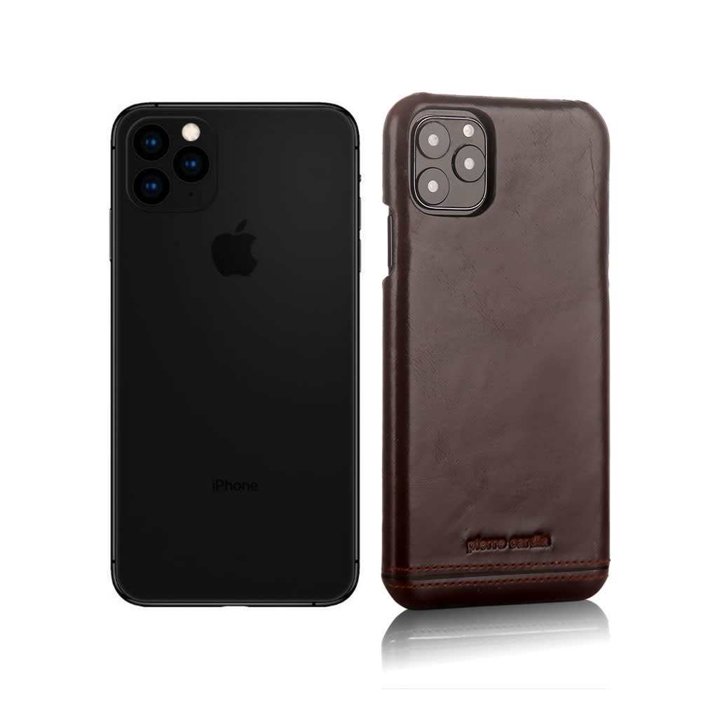 Pierre Cardin Pierre Cardin Apple iPhone 11 Pro Max Donker Bruin Backcover hoesje Genuine leather