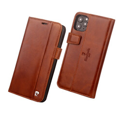 Pierre Cardin Apple iPhone 11 Pro Book-Case hul Braun - Genuine Leather
