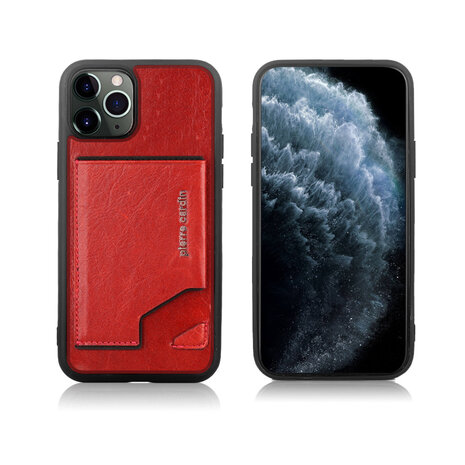 Pierre Cardin Pierre Cardin Apple iPhone 11 Pro Rood Backcover hoesje Genuine leather Pierre Cardin Pierre Cardin Apple iPhone 11 Pro Rood Backcover hoesje Genuine leather