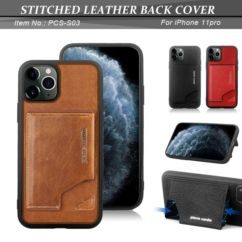 Pierre Cardin Pierre Cardin Apple iPhone 11 Pro Rood Backcover hoesje Genuine leather Pierre Cardin Pierre Cardin Apple iPhone 11 Pro Rood Backcover hoesje Genuine leather