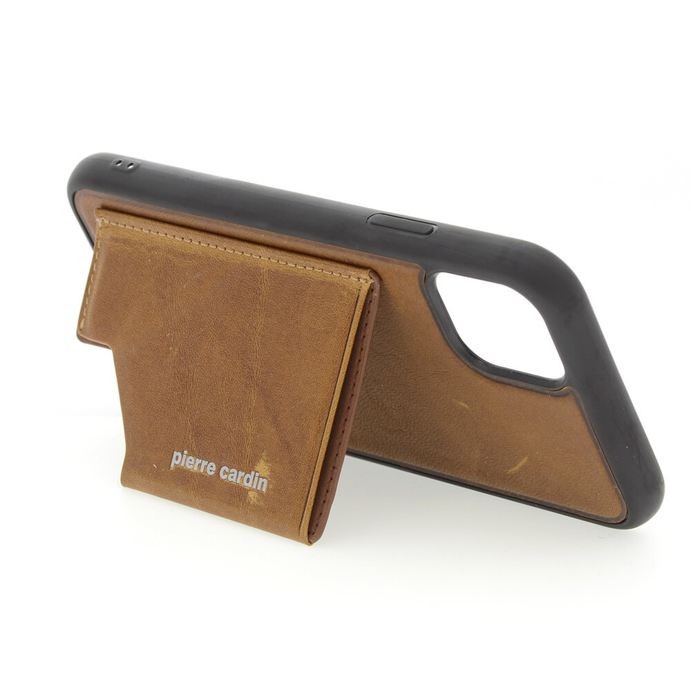 Pierre Cardin Pierre Cardin Apple iPhone 11 Back-Cover hul Braun - Genuine Leather Pierre Cardin Pierre Cardin Apple iPhone 11 Back-Cover hul Braun - Genuine Leather