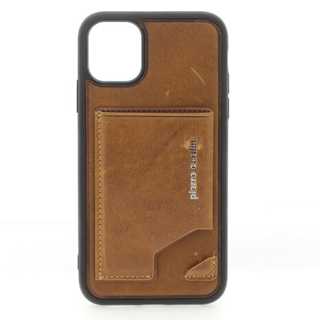 Pierre Cardin Pierre Cardin Apple iPhone 11 Back-Cover hul Braun - Genuine Leather Pierre Cardin Pierre Cardin Apple iPhone 11 Back-Cover hul Braun - Genuine Leather