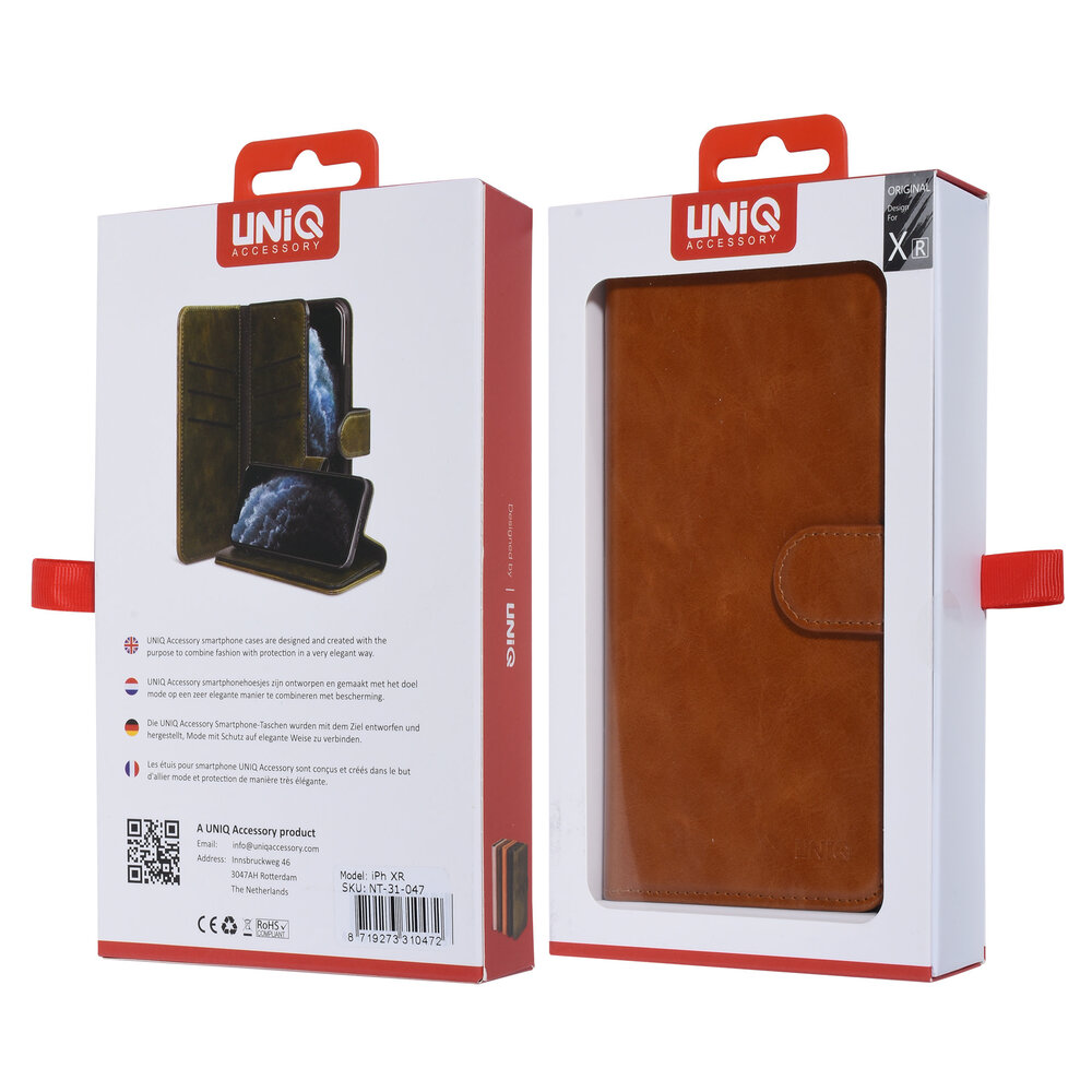 UNIQ Accessory UNIQ Accessory iPhone XR Dunkelbraun Sanfte Berührung Book-Case hul UNIQ Accessory UNIQ Accessory iPhone XR Dunkelbraun Sanfte Berührung Book-Case hul