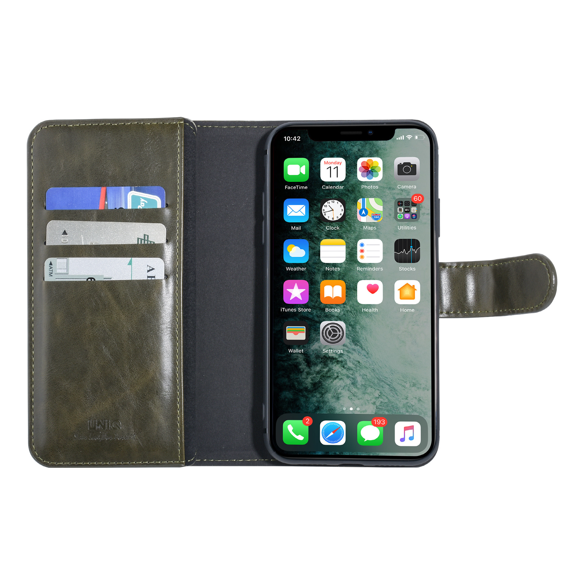 UNIQ Accessory UNIQ Accessory DonkerGroen hoesje iPhone XR - Book Case - Zachte huid, foto 6 van 6