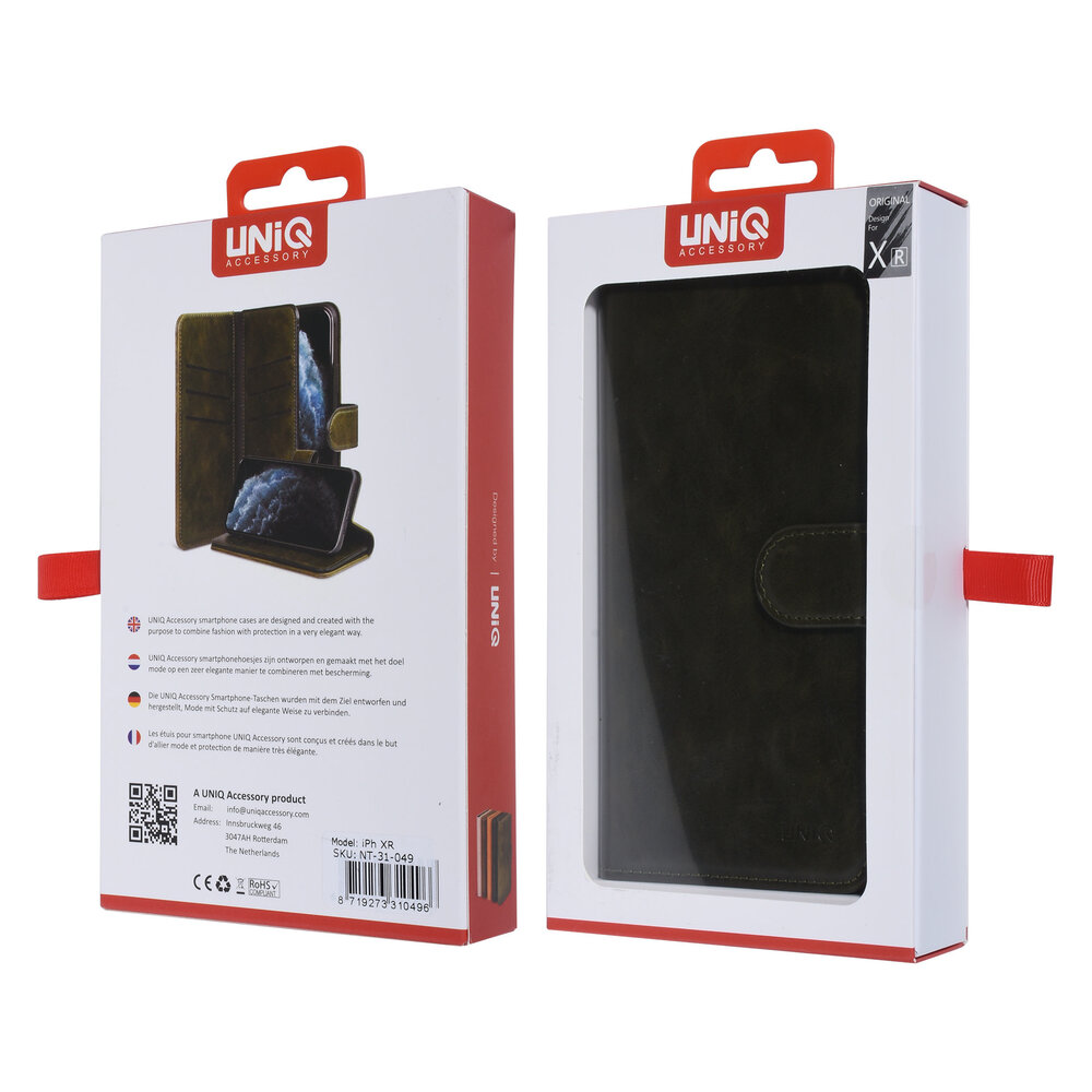 UNIQ Accessory UNIQ Accessory Apple iPhone XR Dark Green Soft Touch Book type case UNIQ Accessory UNIQ Accessory Apple iPhone XR Dark Green Soft Touch Book type case
