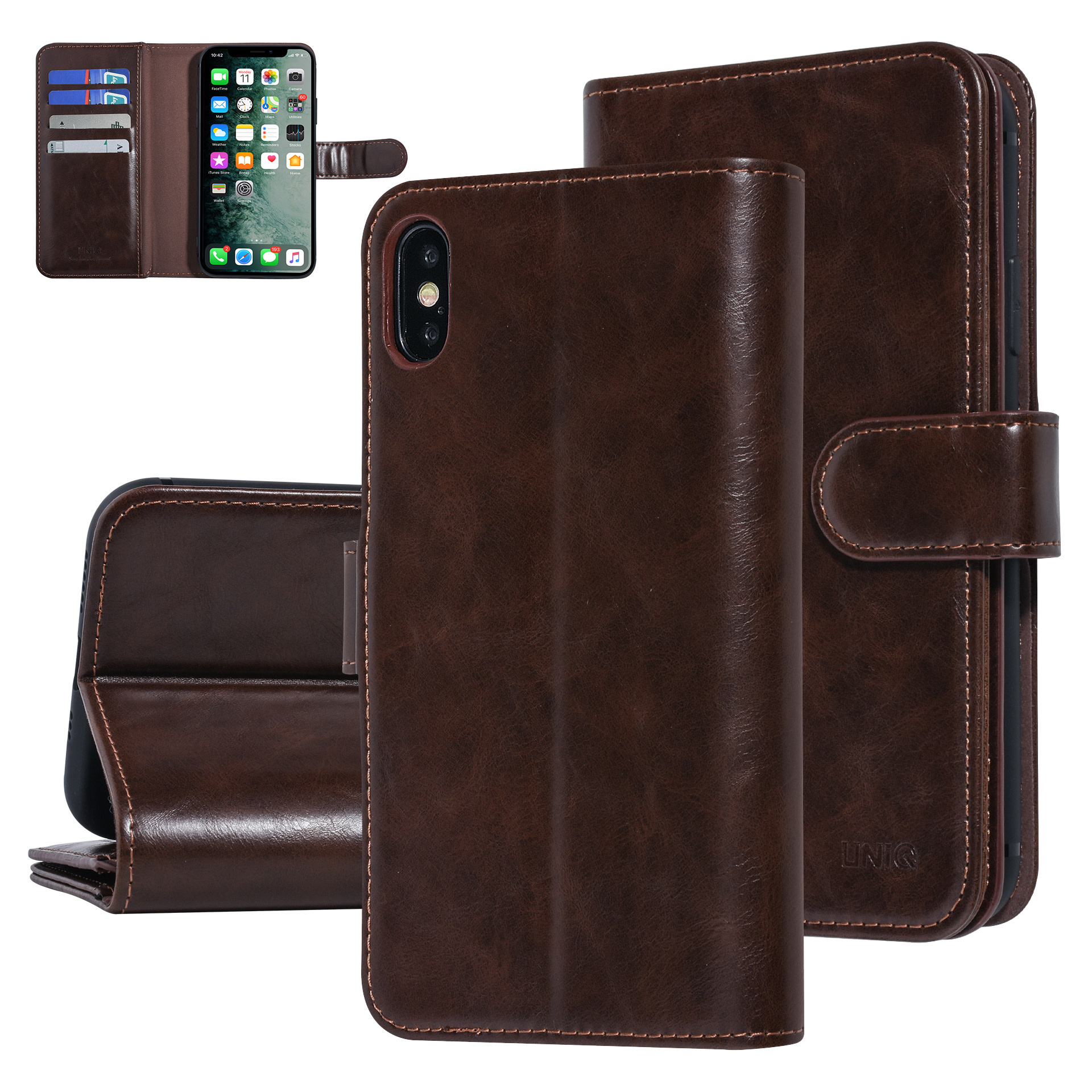 UNIQ Accessory UNIQ Accessory Bruin hoesje iPhone Xs Max - Book Case - Zachte huid