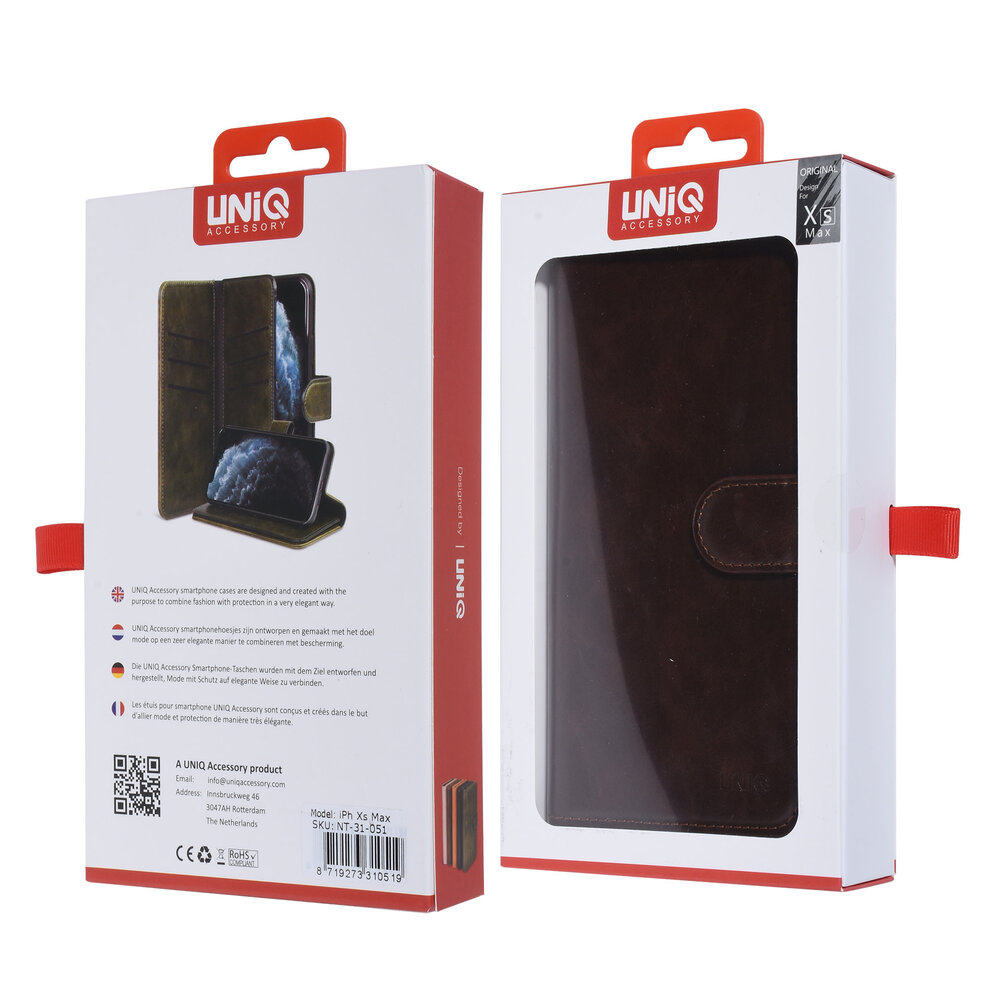 UNIQ Accessory UNIQ Accessory iPhone Xs Max Braun Sanfte Berührung Book-Case hul UNIQ Accessory UNIQ Accessory iPhone Xs Max Braun Sanfte Berührung Book-Case hul