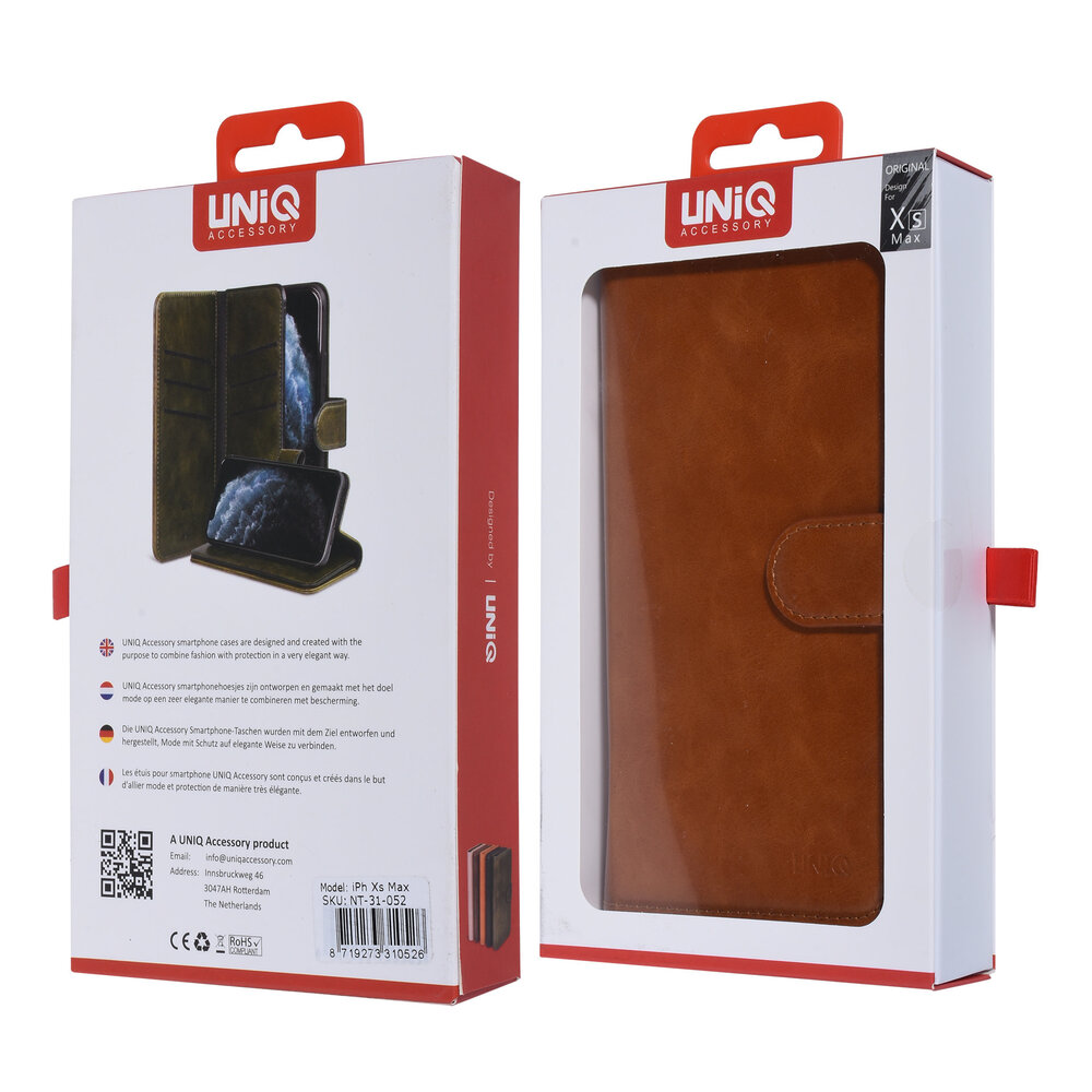 UNIQ Accessory UNIQ Accessory iPhone Xs Max Dunkelbraun Sanfte Berührung Book-Case hul UNIQ Accessory UNIQ Accessory iPhone Xs Max Dunkelbraun Sanfte Berührung Book-Case hul