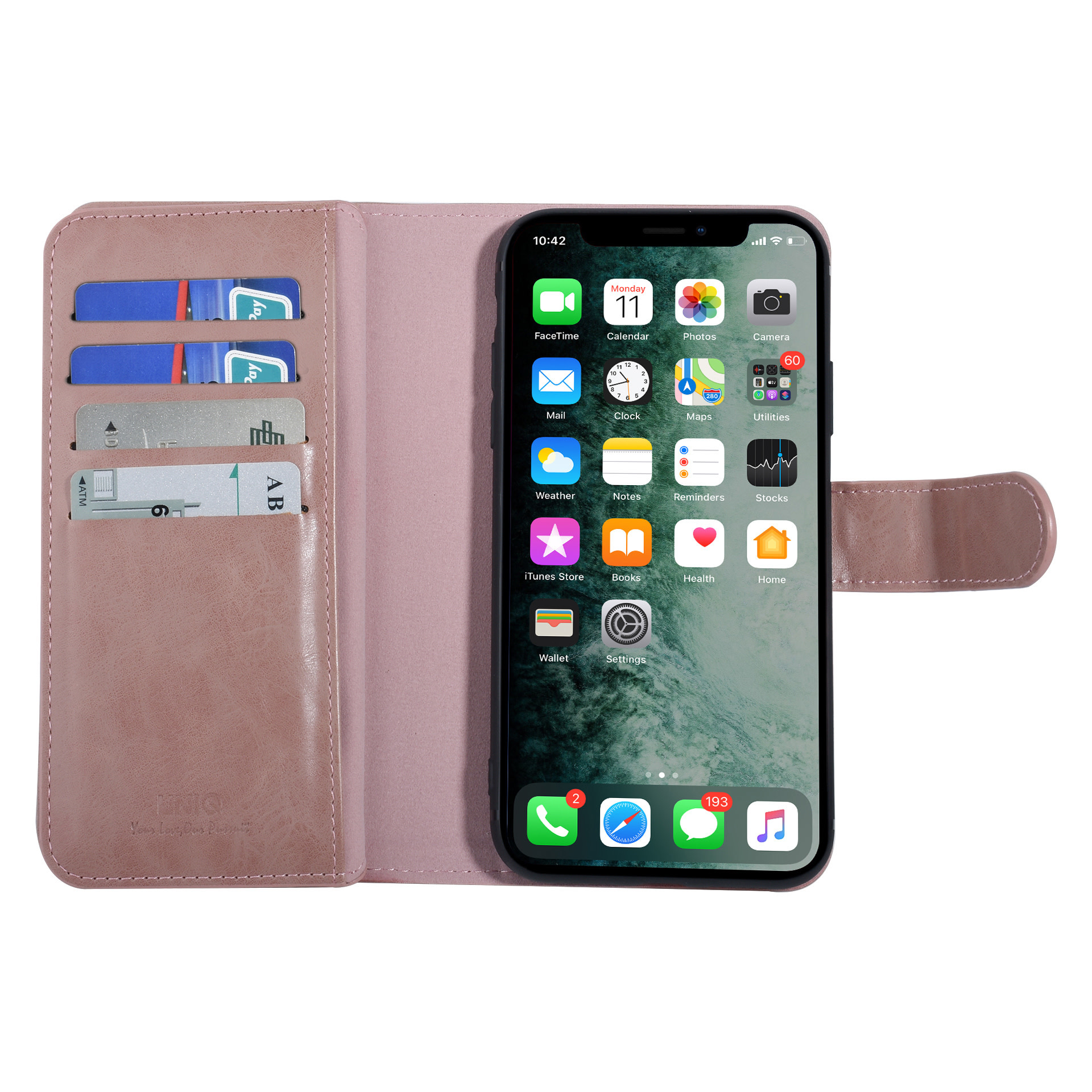UNIQ Accessory UNIQ Accessory Roze hoesje iPhone Xs Max - Book Case - Zachte huid, foto 3 van 6
