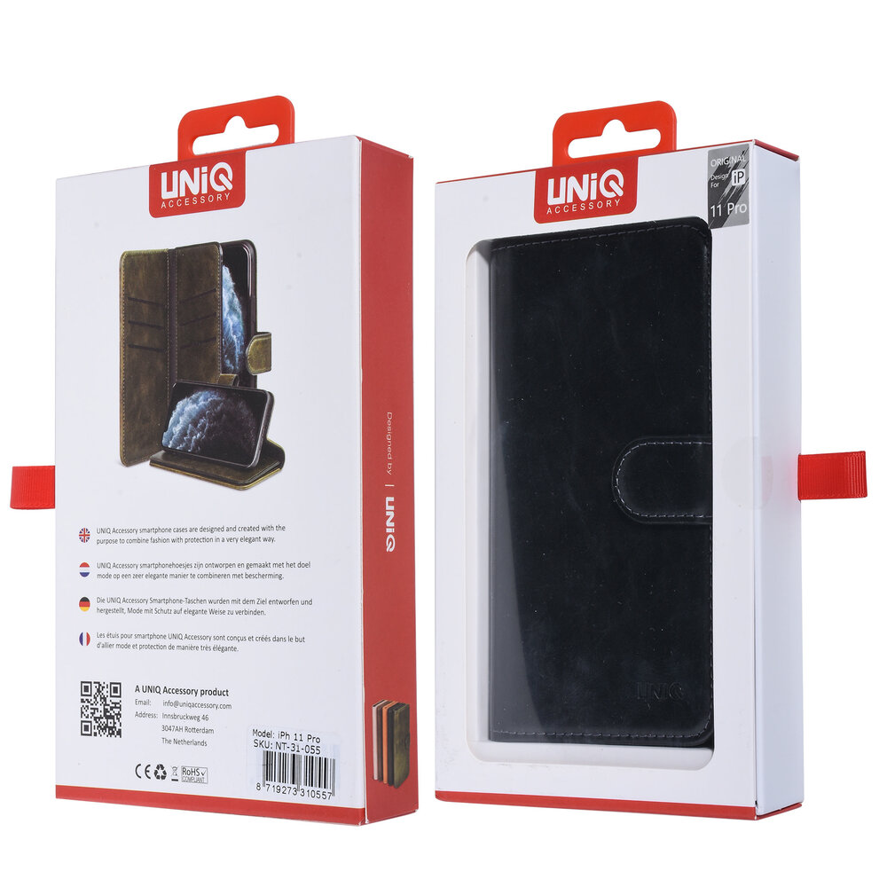 UNIQ Accessory UNIQ Accessory Apple iPhone 11 Pro Black Soft Touch Book type case UNIQ Accessory UNIQ Accessory Apple iPhone 11 Pro Black Soft Touch Book type case